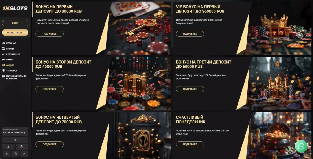 Приветственный пакет 1xSlots Casino